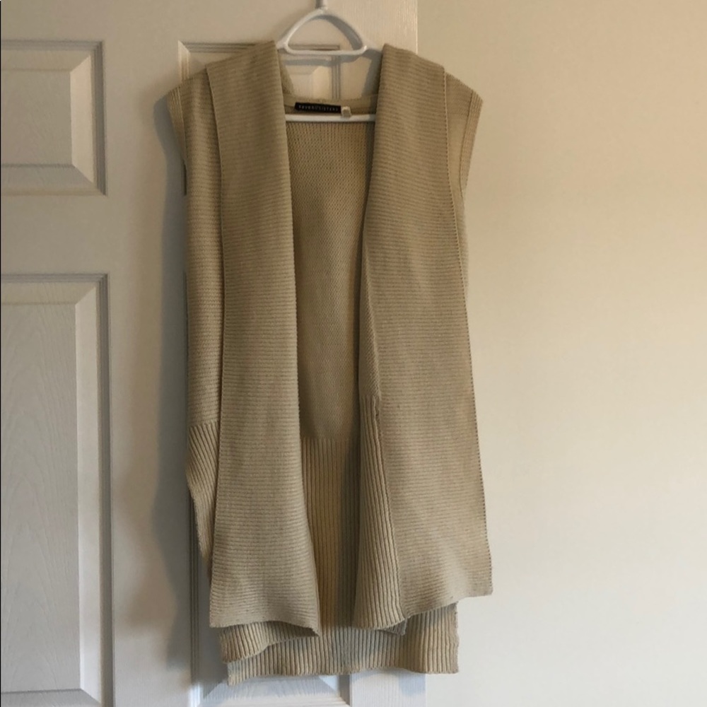 Beige Knit Sleeveless Cardigan